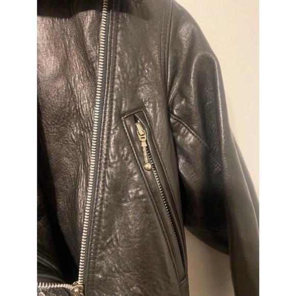 Vintage Rare Henri Bendel New York Black Leather Belted Biker Jacket Size 4 - Picture 5 of 10